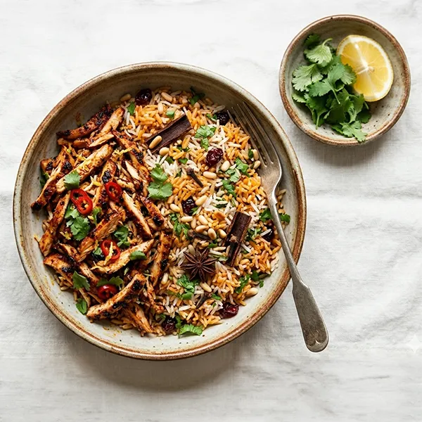 Harissa Spiced Chicken With Cinnamon Cilantro Rice